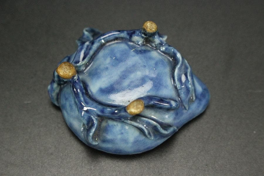 龍茶道具 中国美術 青花 果実 香合 古美術(AZ994)