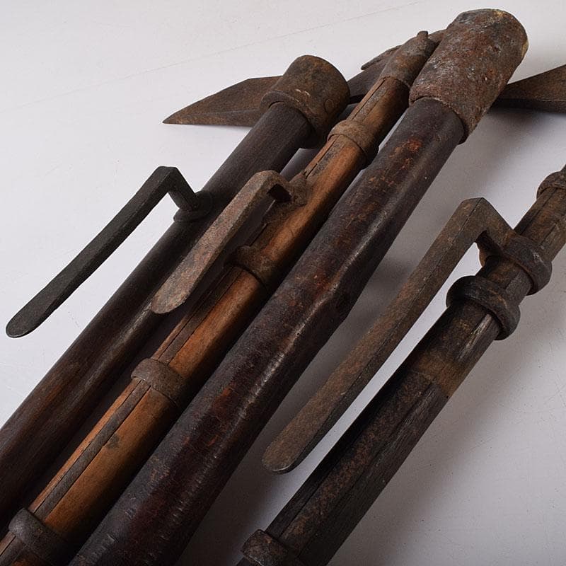 火消道具 古い鳶口 古鉄製 鳶口 火消鉤 4点まとめて V R8466H