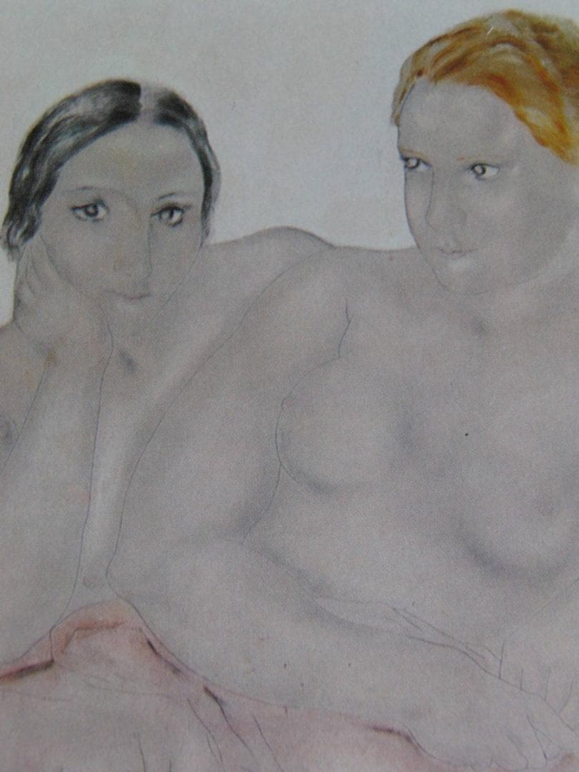 藤田嗣治、【二人の少女】、希少な額装用画集より、厳選、新品額装、マット額装付