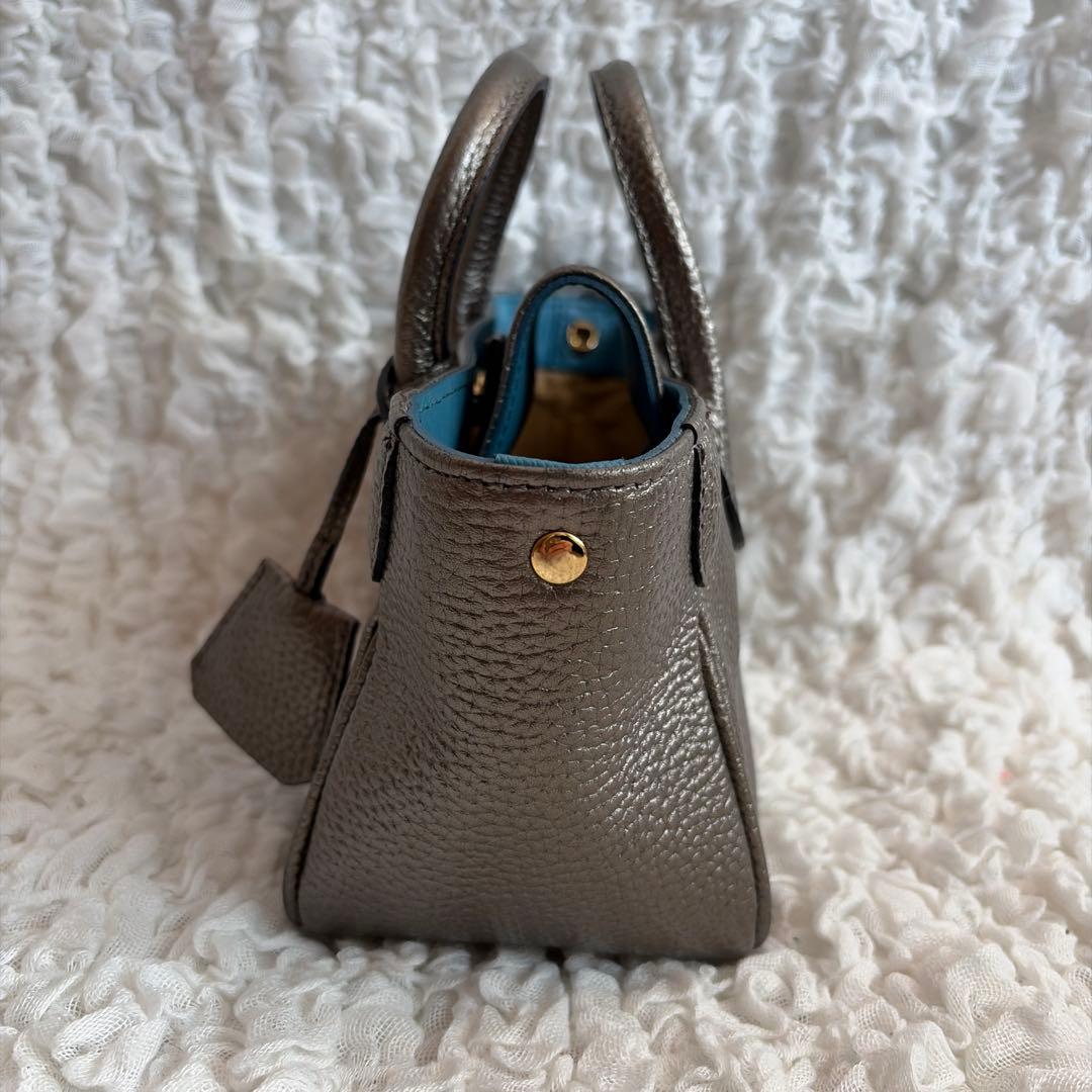 ADMJ マイクロミニトートバッグ 2wayショルダー ブロンズ　ブルー