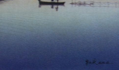 中根寛、【黎明富士（山中湖）】、希少な額装用画集より、新品額装付