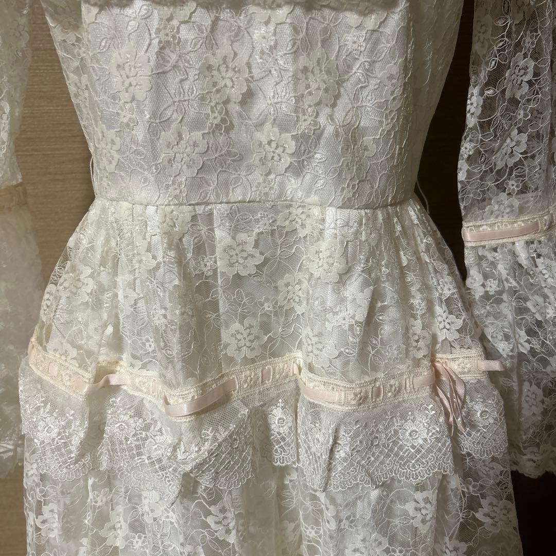 レトロ古着 総レース&リボン⋈ ドレス ヴィンテージ 古着 白