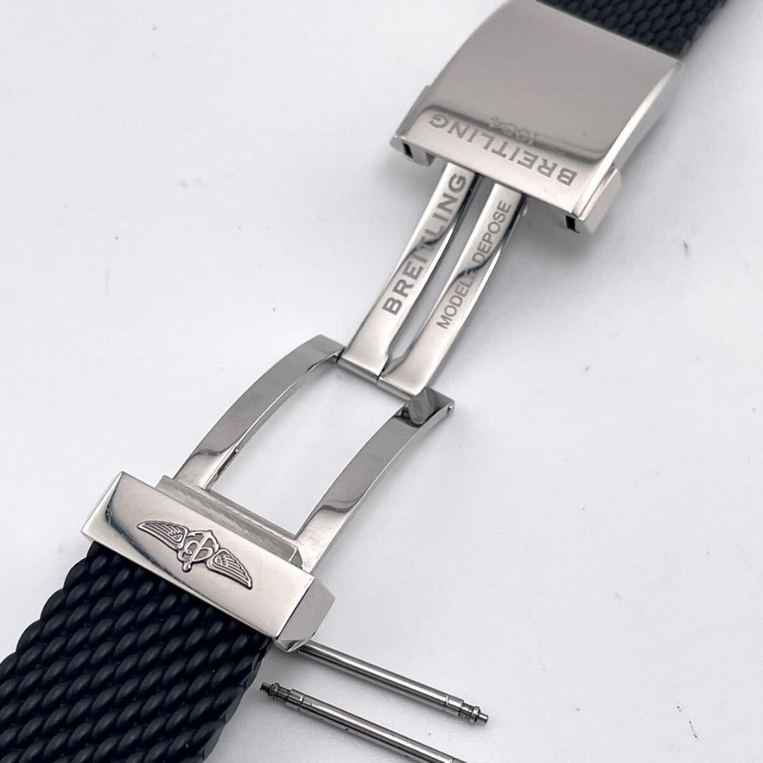 【美品】ブライトリング ミラネーゼラバーベルト Dバックル 22-20 黒 鏡面