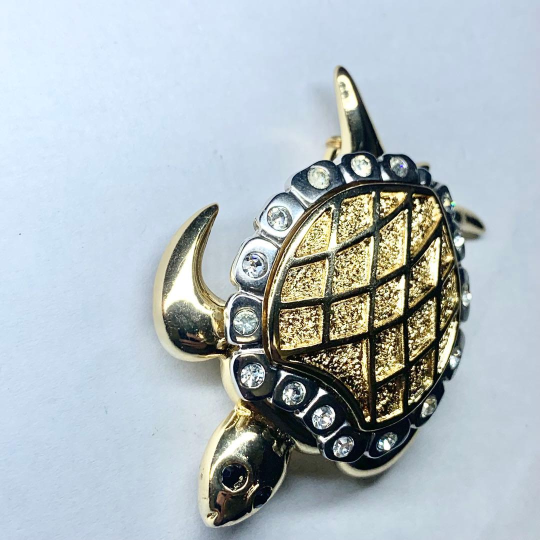 希少 バレンシアガ ブローチ 亀モチーフ タートル ラインストーン