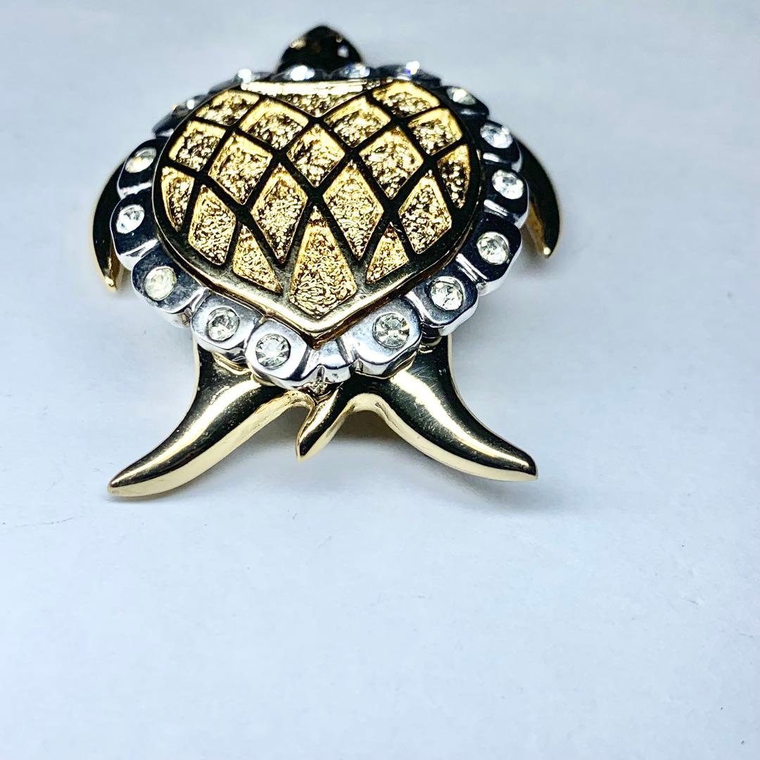 希少 バレンシアガ ブローチ 亀モチーフ タートル ラインストーン