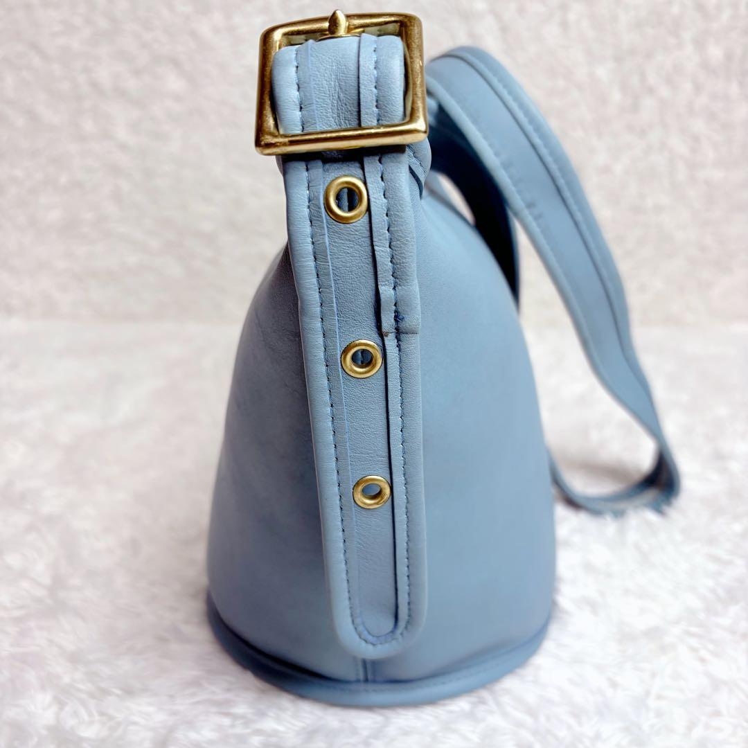 希少 タグ付 オールドコーチ バケツ型 USA製　ショルダーバッグ　ライトブルー