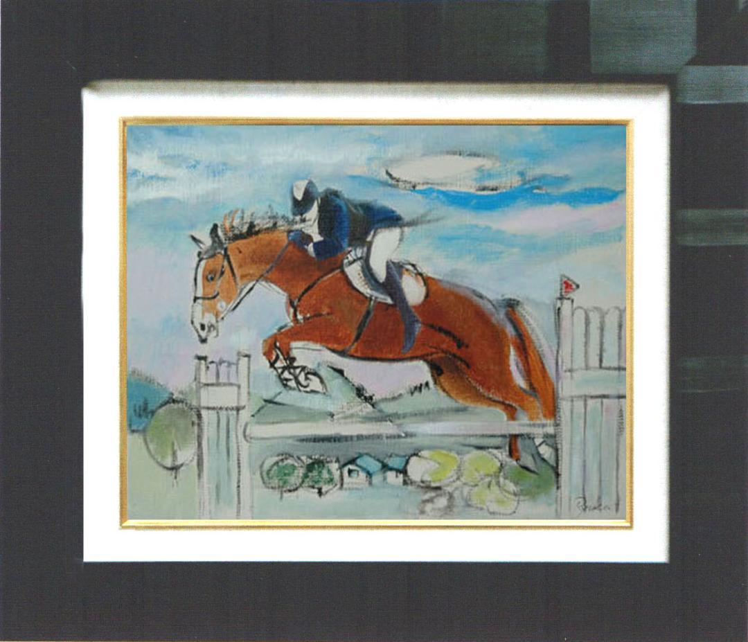 油絵 菅家令子 絵 絵画 インテリア 額付(銀) F4-121712 馬 乗馬