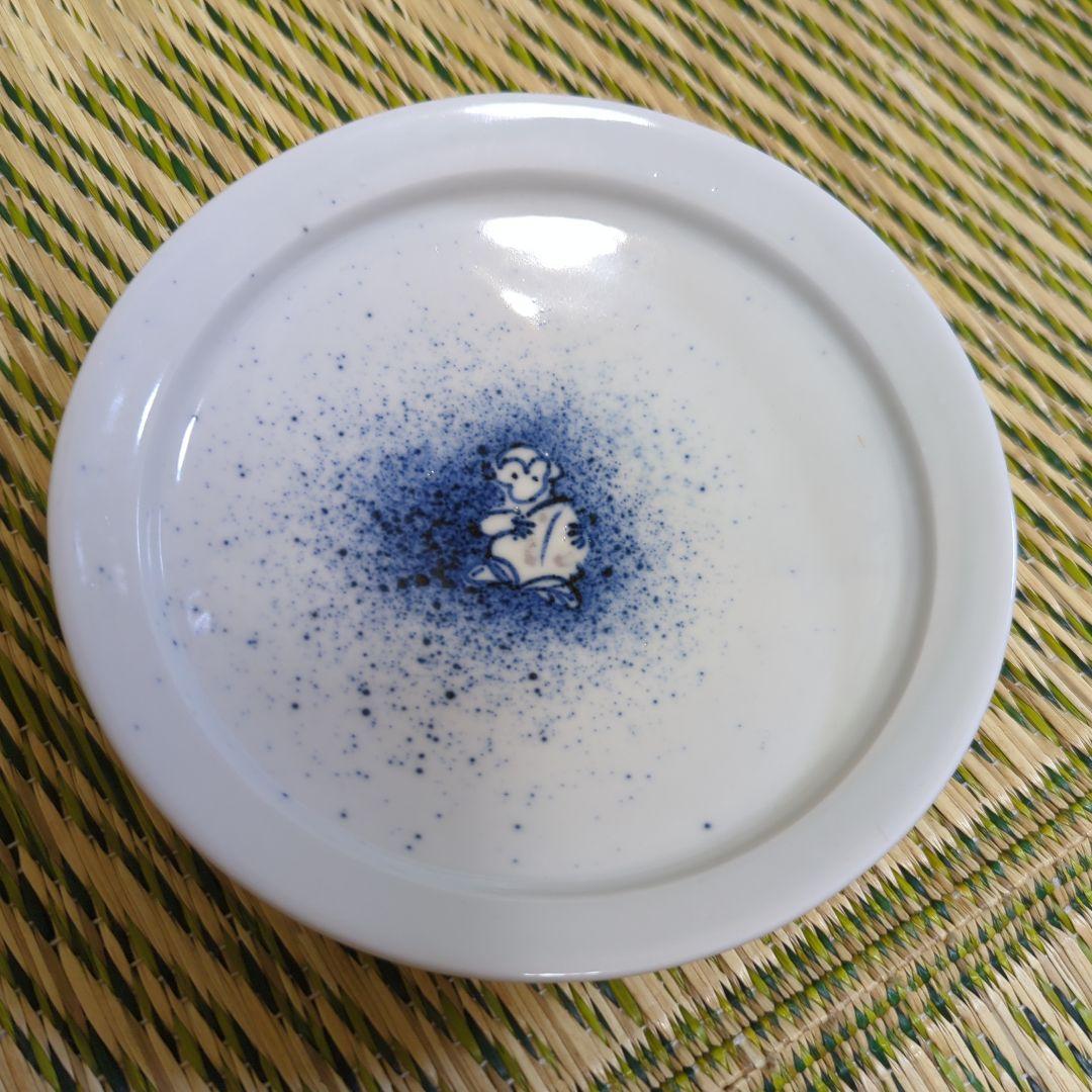 加藤静允氏 吹き墨 サル 猿 中皿｜染付吹墨さる文