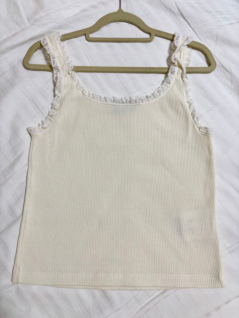 ミュウミュウ MIUMIU レーストリム リブタンクトップ