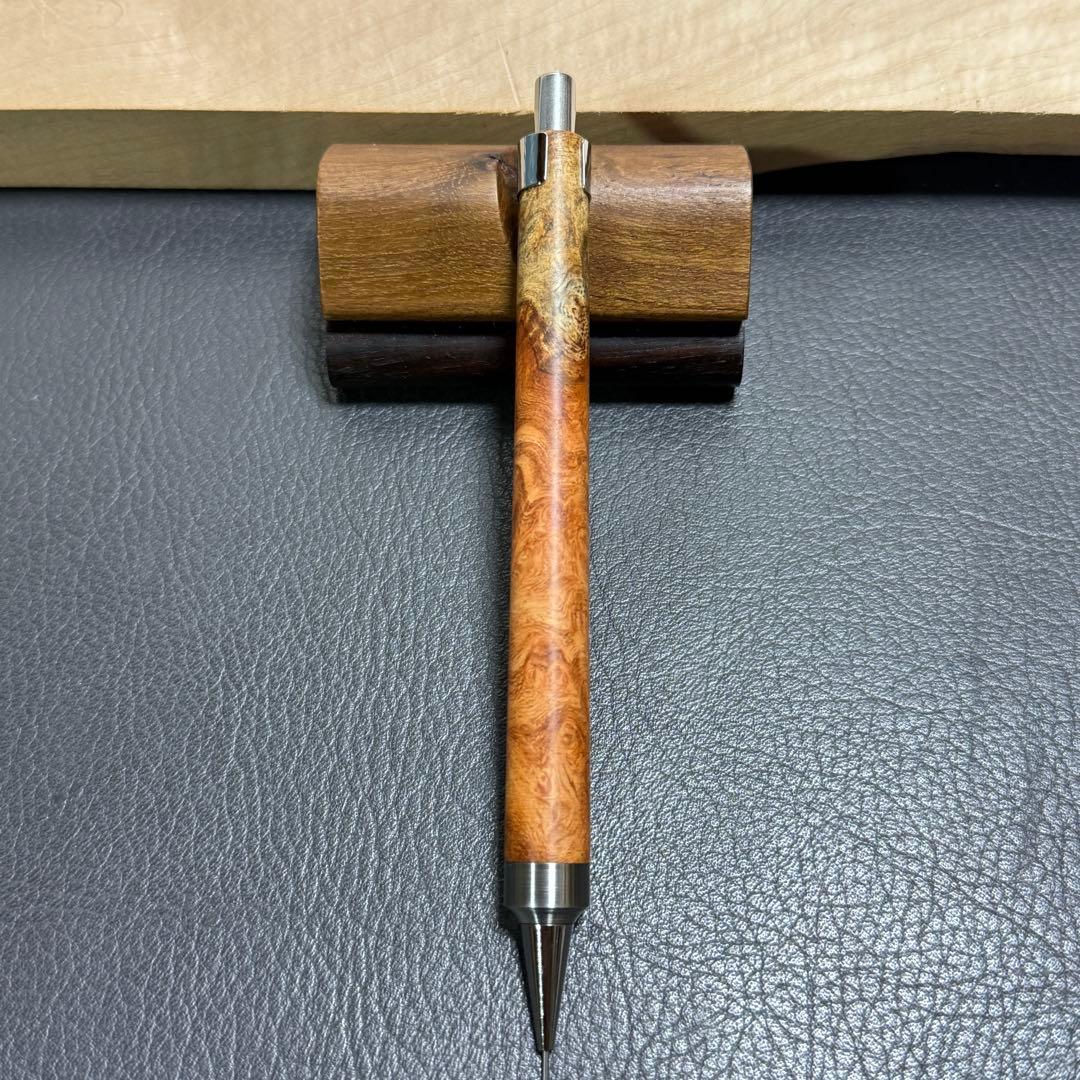 120花梨瘤　木製シャーペン　強低重心R ステンレス