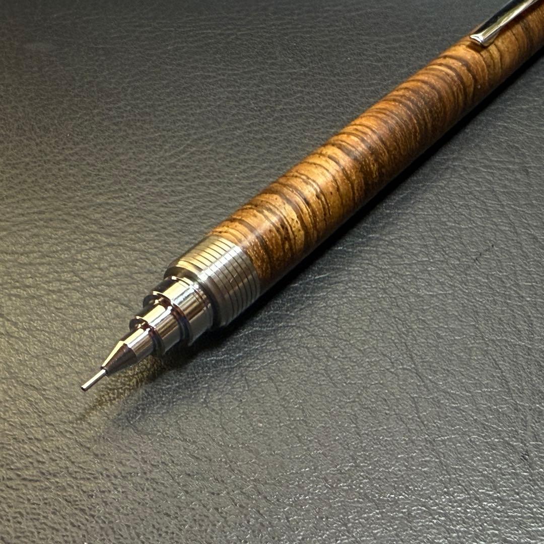 210ゼブラウッド横目スタビ　木製シャーペン　超低重心(溝付き) ステンレス