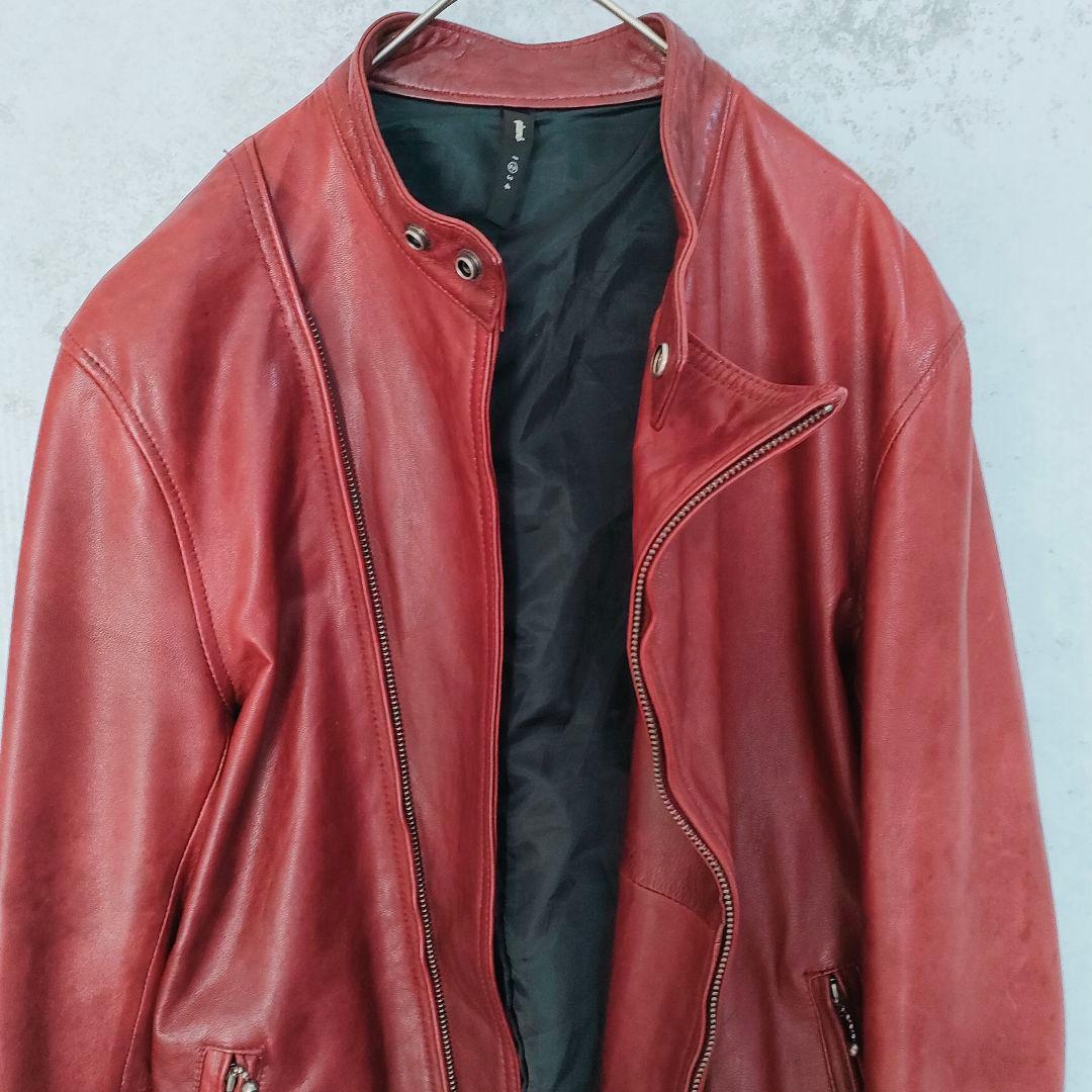 glamb 羊革 レザージャケット シングル 赤 メンズ glamb 羊革 レザー