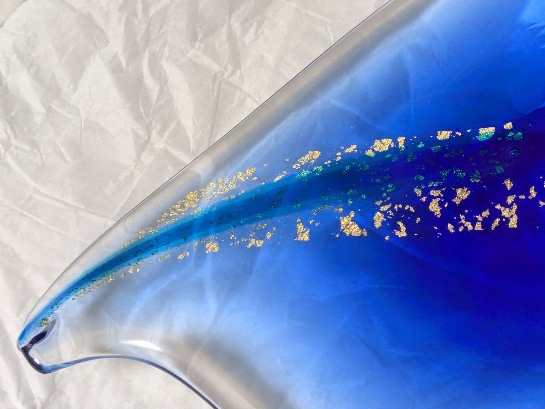 吉田勝美 玻璃の匠 ガラス皿 葉っぱ型