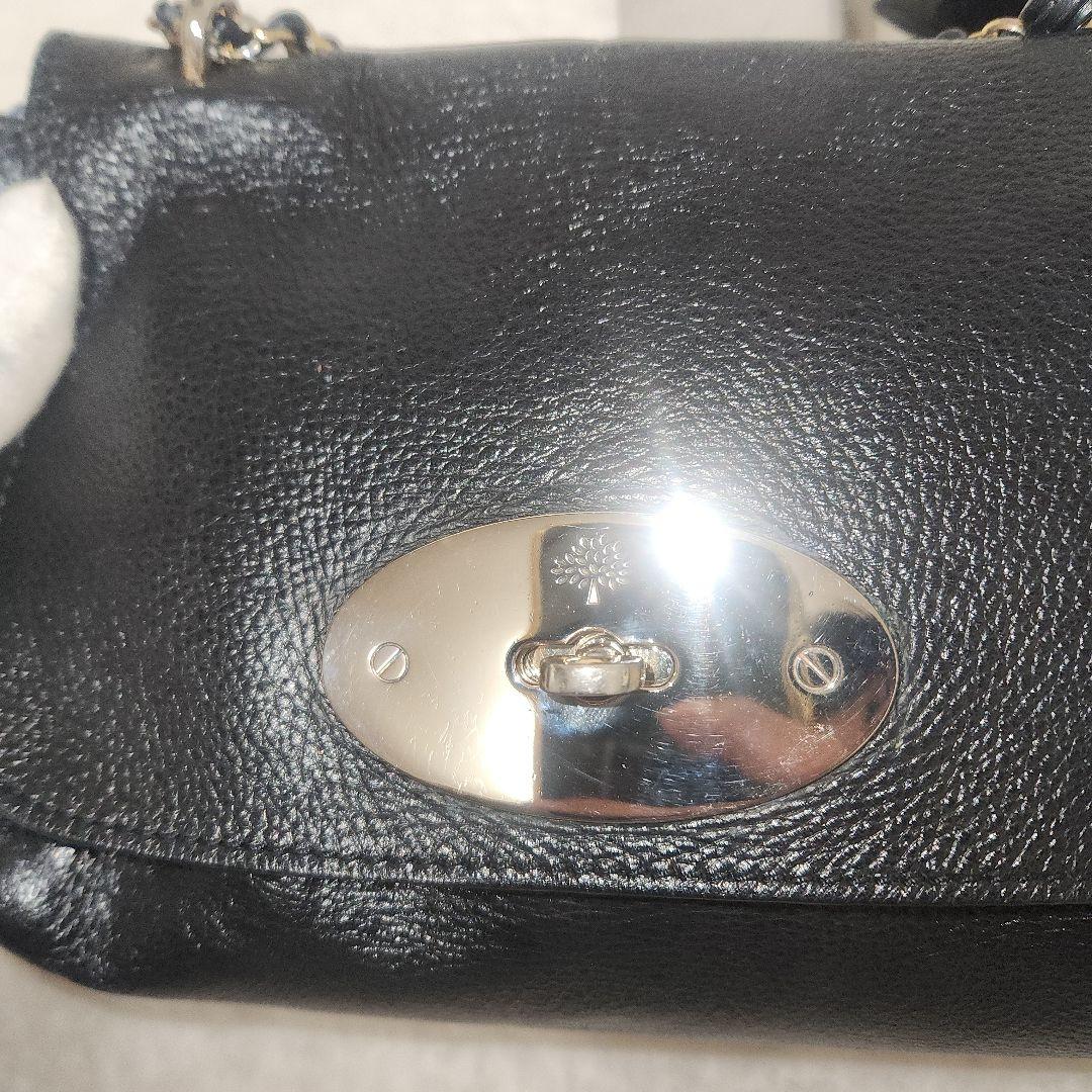 現行　マルベリー　ショルダーバッグ　リリー　ブラック　グロッシーゴート　チェーン