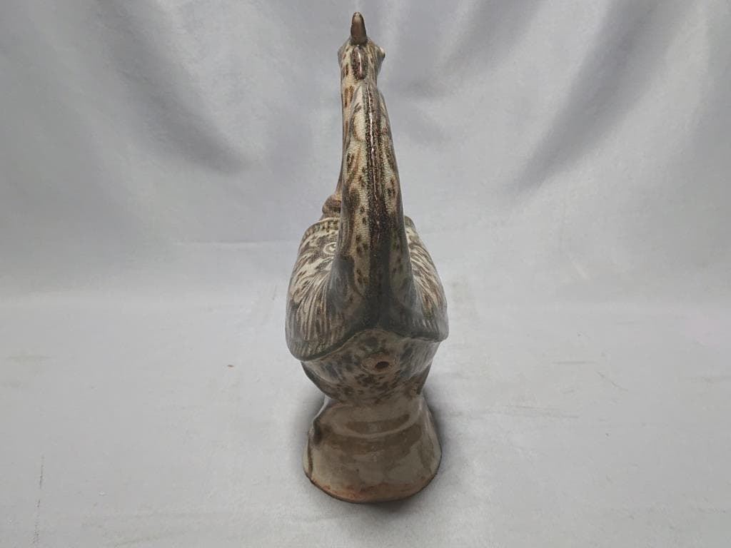 コレクター収集品 タイ カロン鉄絵 唐草紋 クジャク形 水注15～16世紀