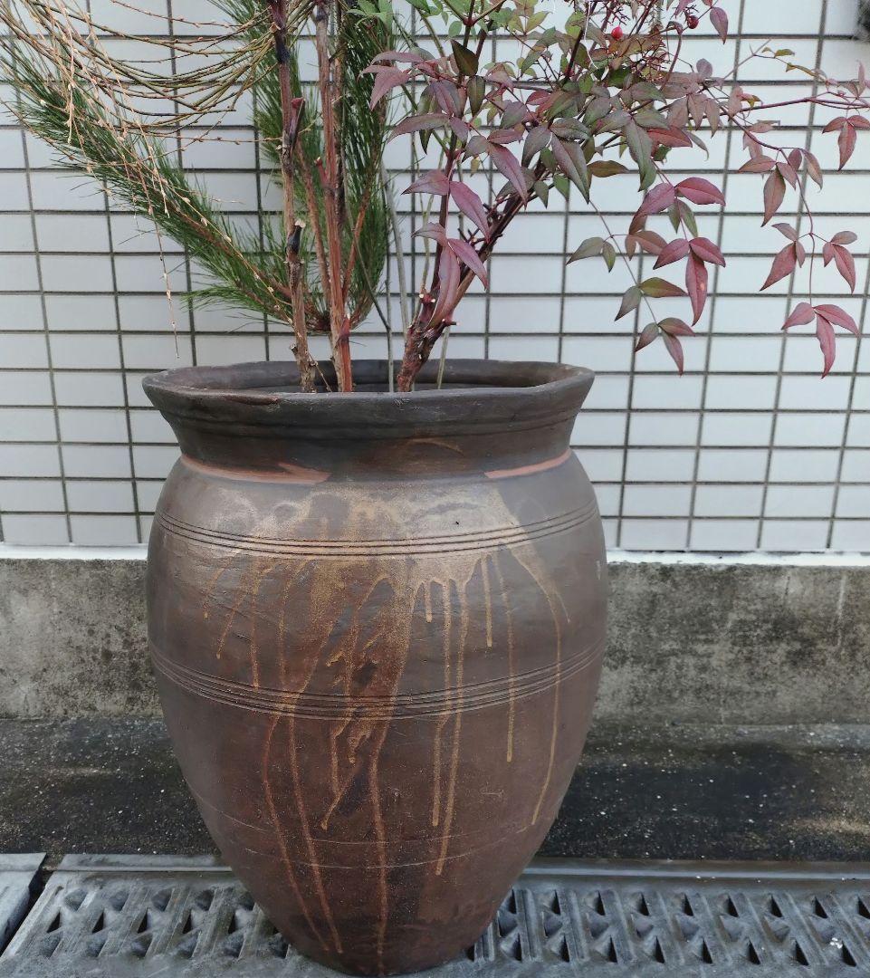 骨董 大型茶色陶器 水瓶 みずがめ 口径40cm 高さ57cm - メルカリ