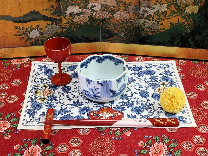 古伊万里　染付　山水の図　変形向付　２客　B072AS-fbvb