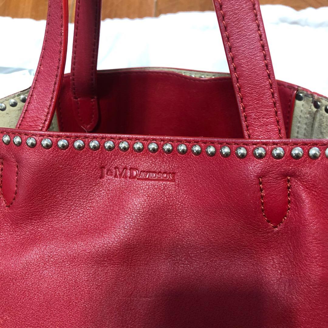J&M DAVIDSON レッド レザー ショルダーバッグ