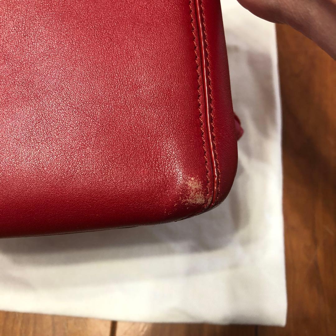 J&M DAVIDSON レッド レザー ショルダーバッグ