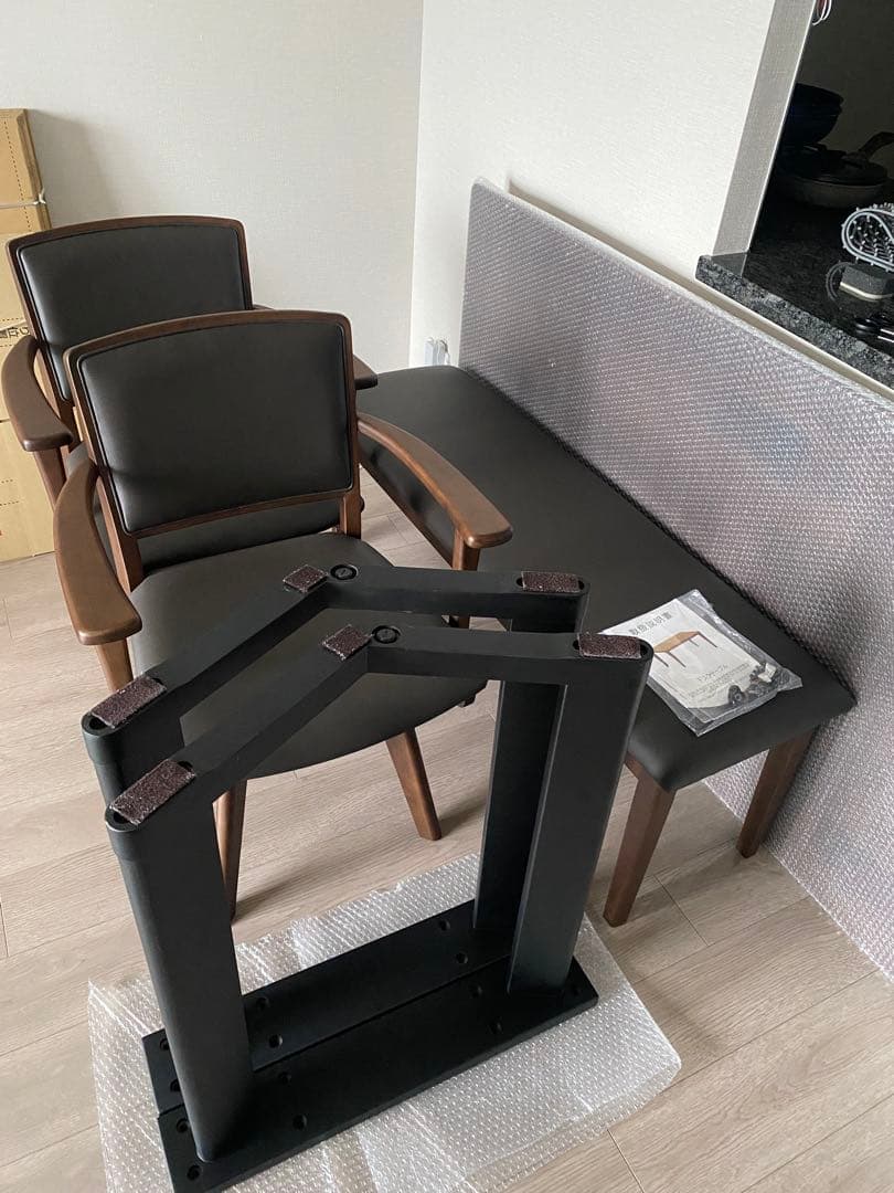 直接取引限定　東京インテリア　ダイニングテーブルセット(回転チェア&ベンチ)