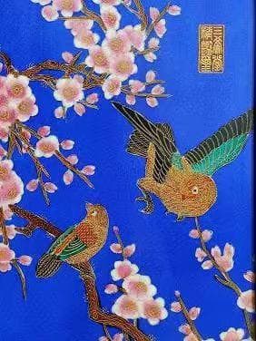 ローズウッド磁器板絵屏風6連