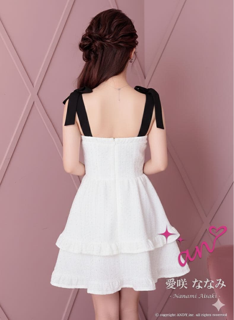 新品　an ツイードドレス　XS フレア　ホワイト　シュガー