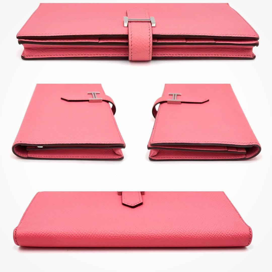 ✴︎美品✴︎HERMES エルメス ベアン スフレ ピンク 二つ折り財布 シルバー