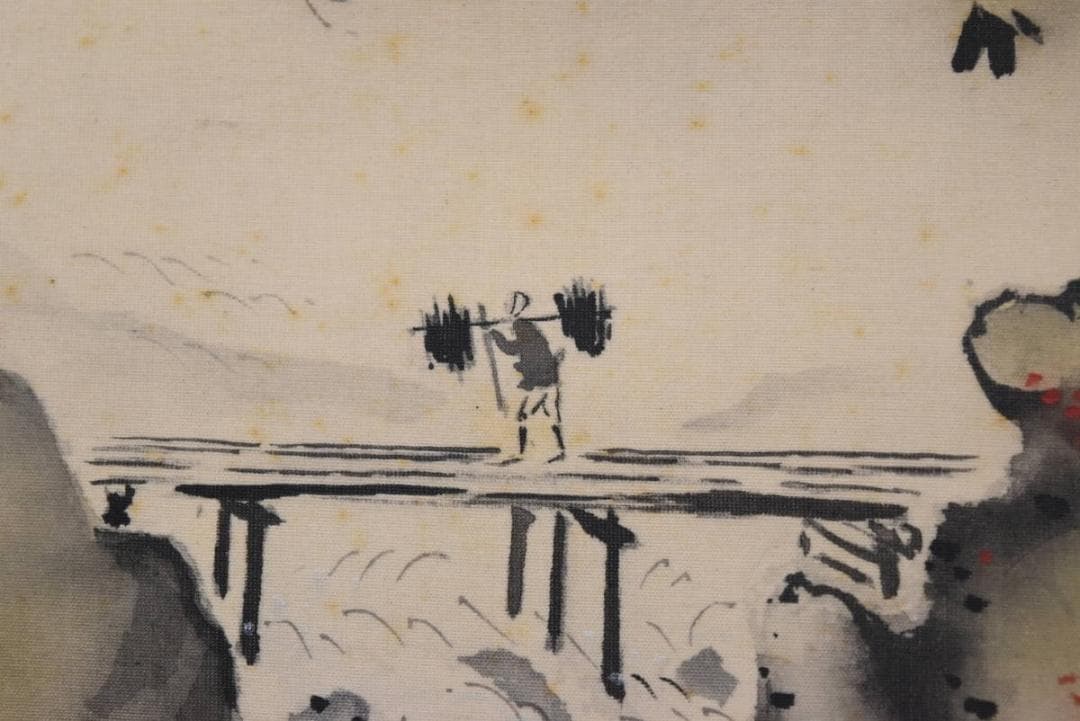 【真作】龍匡/深谿紅葉図/深山紅葉図/帰樵図/掛軸/名家伝来/AA-584