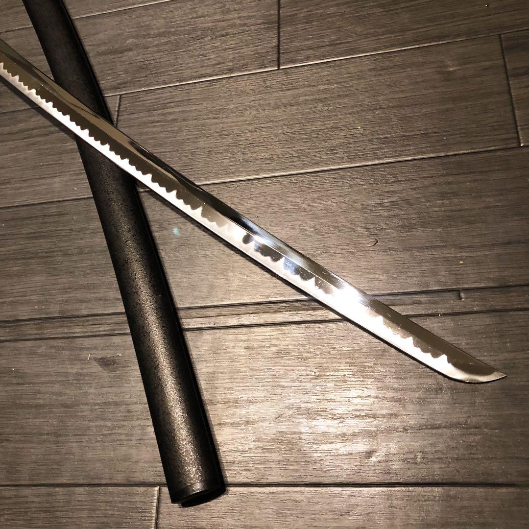 高級模造刀　居合刀　金の鍔　緑拵え