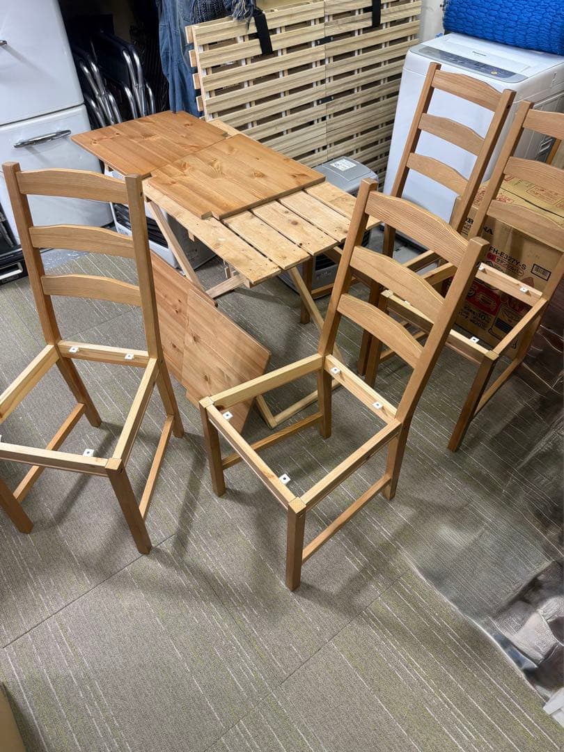 【洗浄消毒作業済】IKEA ダイニングテーブル&チェア4脚　ヨックモック