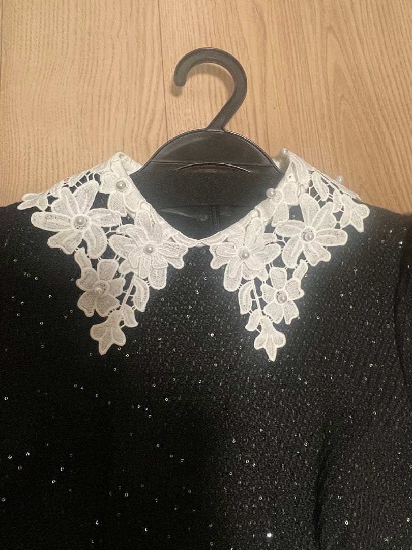 【LEJA】ドレス 花柄レースカラースパンコールAラインワンピースドレス