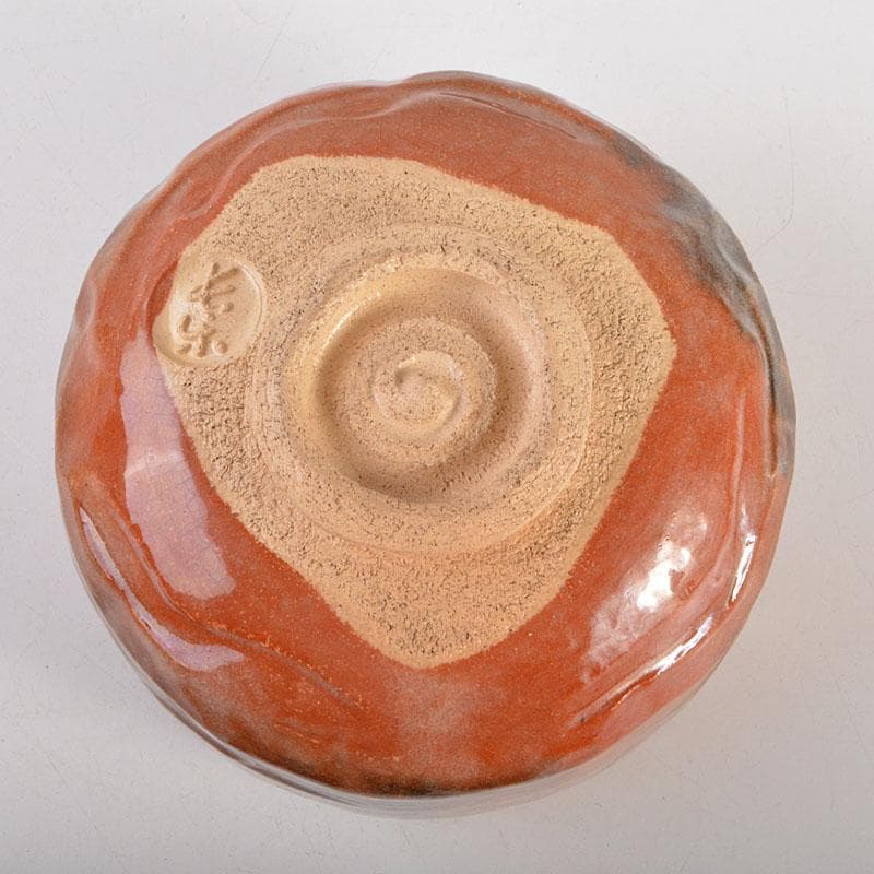 茶道具 小川長楽作 赤楽茶碗 紫野 後藤瑞巌極め箱 V 6858