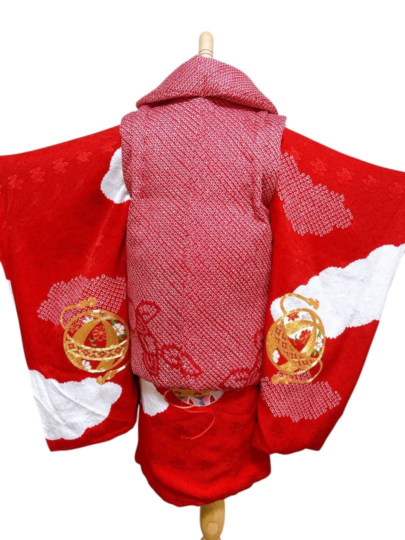 総絞り被布♡七五三　3歳　女の子　セット　一式　駒刺繍