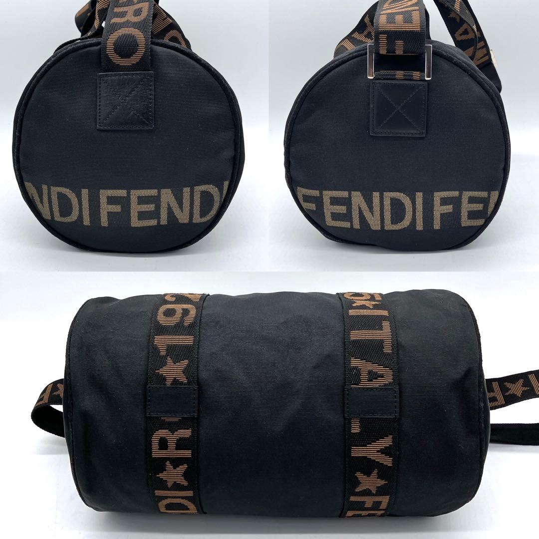 【FENDI】2wayミニボストンバッグ　ロゴライン　ナイロン　ブラック