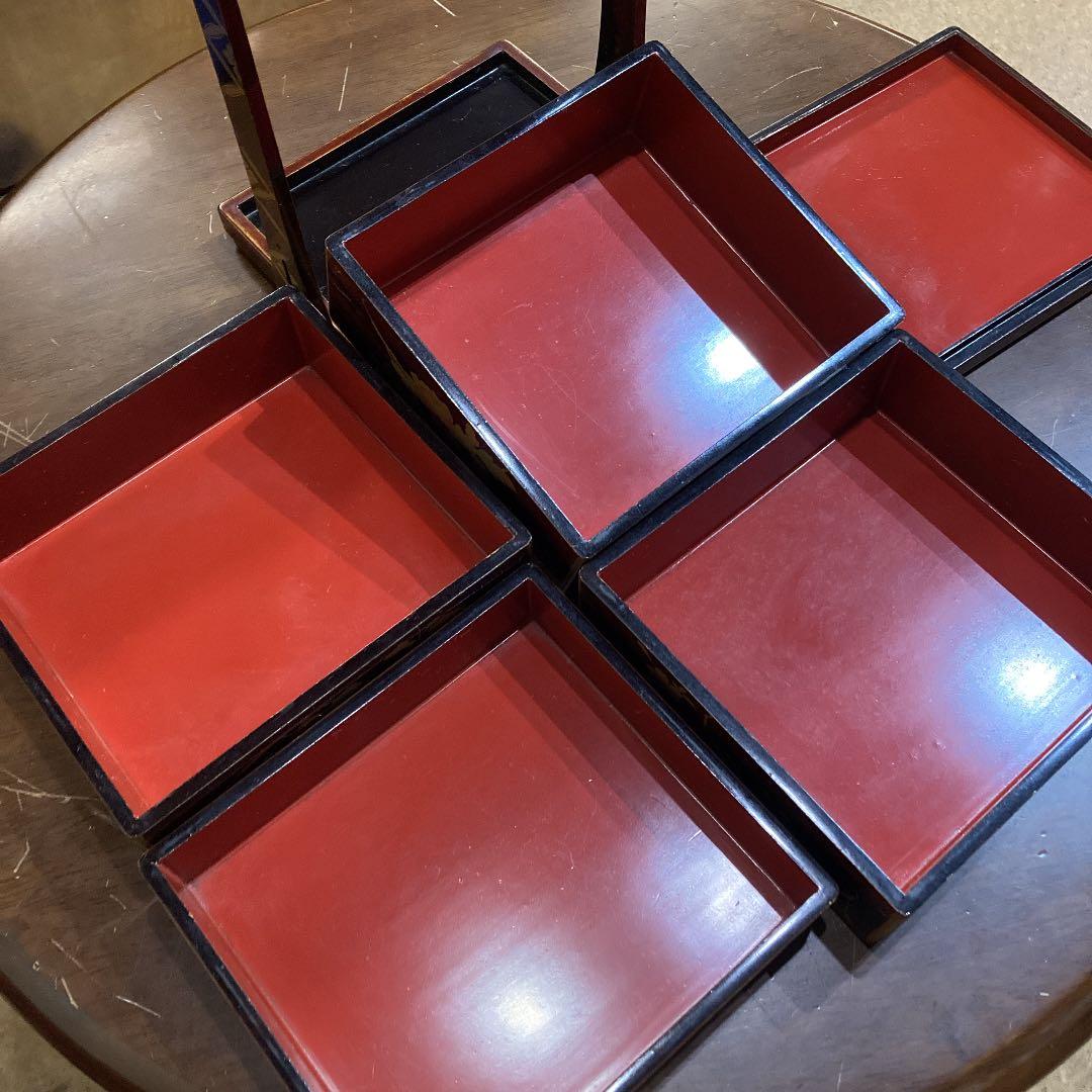 重箱 4段 漆塗 持ち手つき