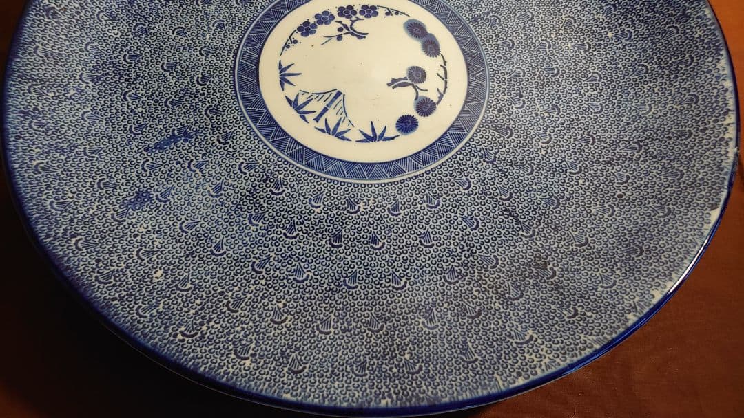 古伊万里 伊万里 大皿 微塵唐草 蛸唐草 尺4寸 鑑賞陶器 蔵出し 1客