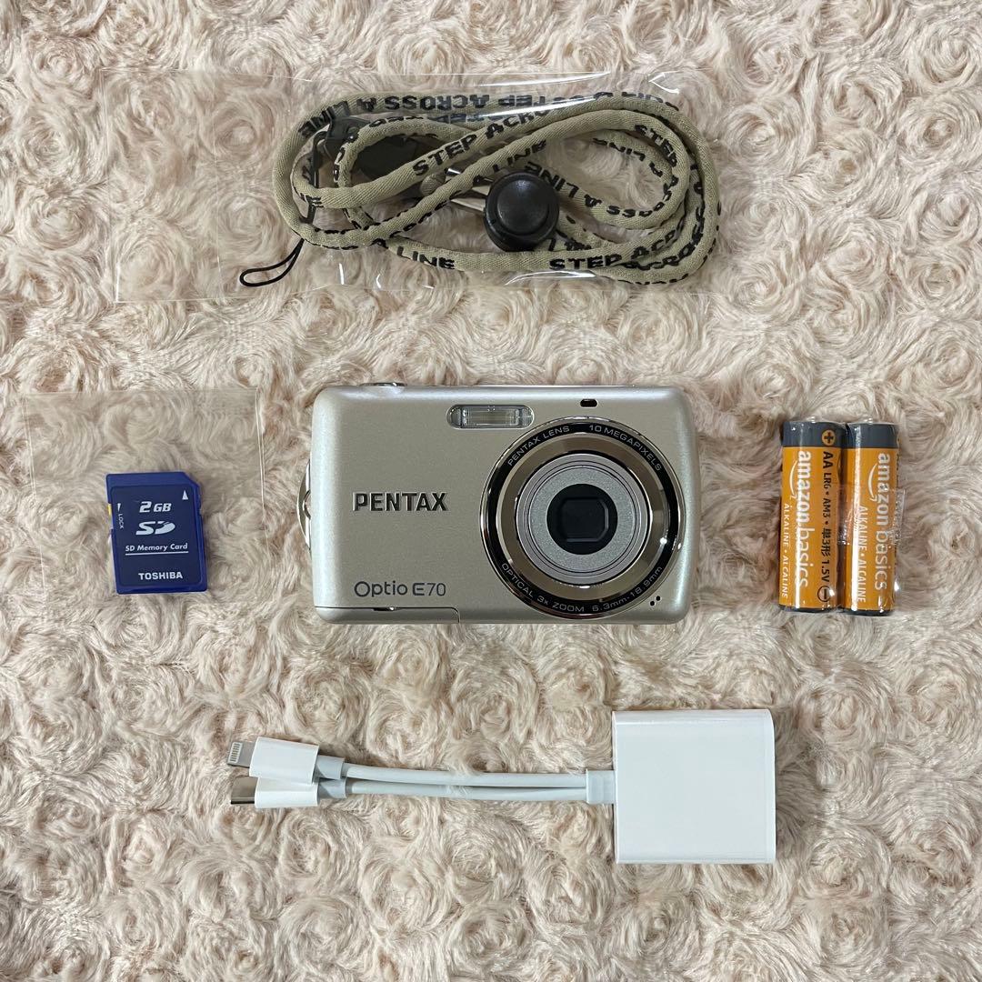 スマホ転送OK✨PENTAX Optio E70✨動作確認済 単三電池 可愛い♪