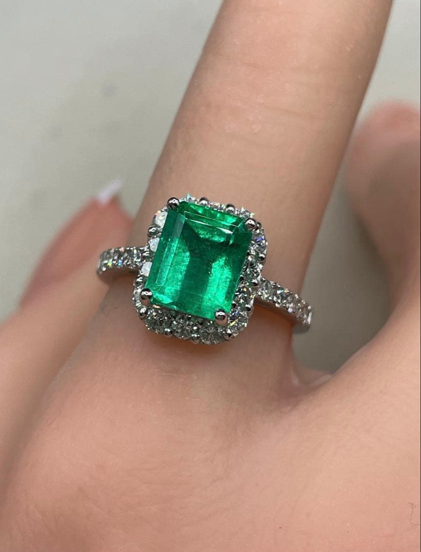 JL201★最高級 コロンビア産エメラルド2.718ct D pt リング ソ付