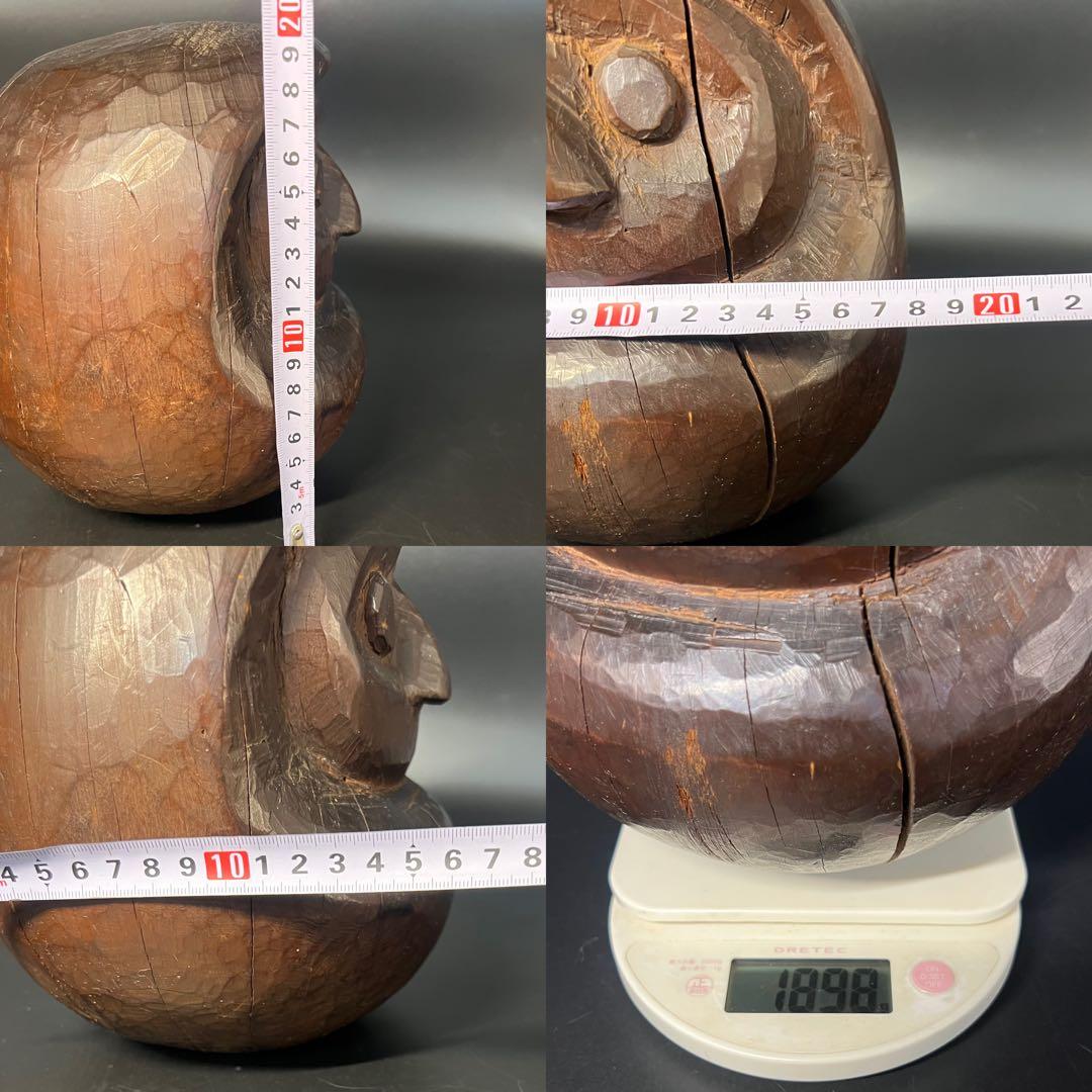 ◎古道具 庵々◎木彫 だるま 木型20cm◎張子型◎江戸時代郷土