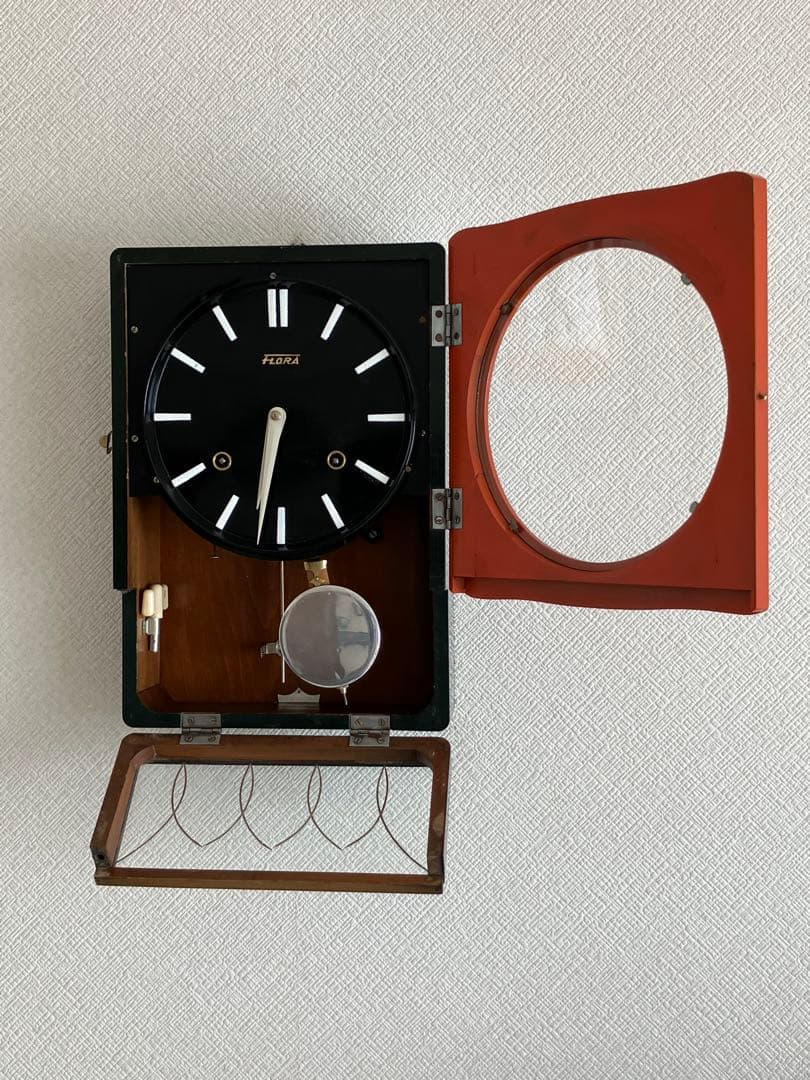 佐藤時計(Sato)「Flora」ゼンマイ式振り子時計　昭和30年代