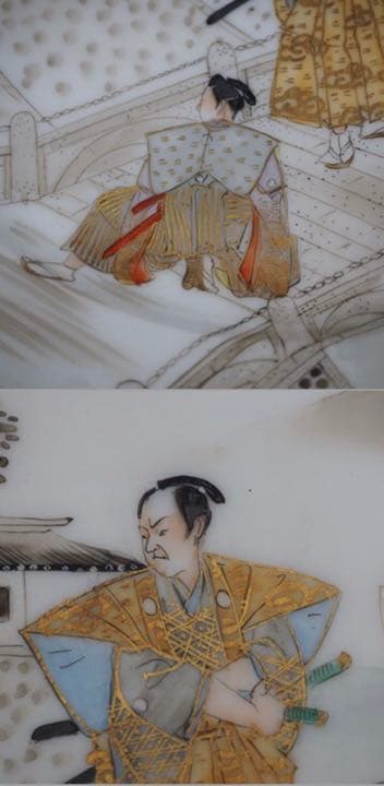 送料無料 大正時代『百田造』幻の横浜焼忠臣蔵図皿 径18cm☆