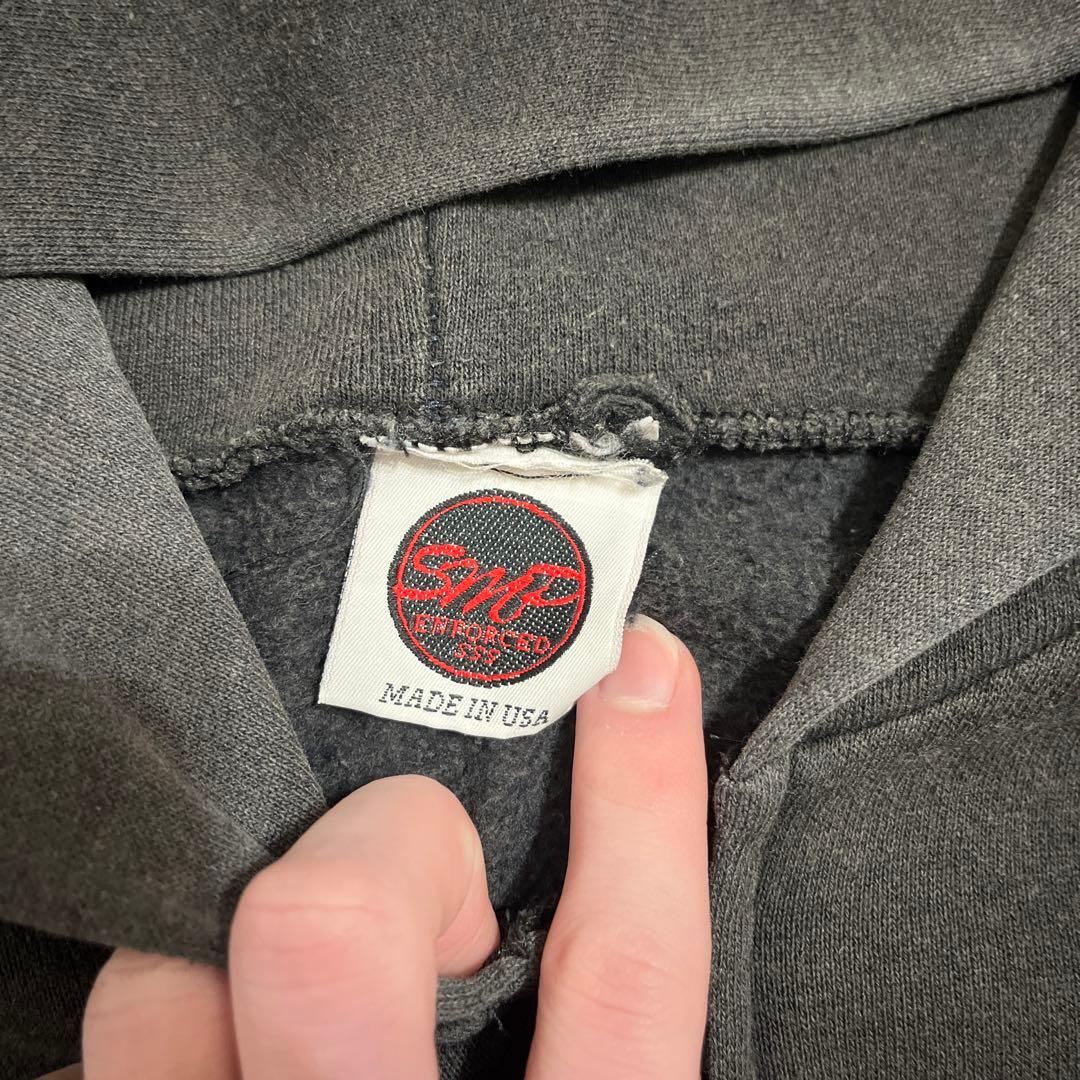 90s usa製 ジップアップパーカー 黒フェード 無地