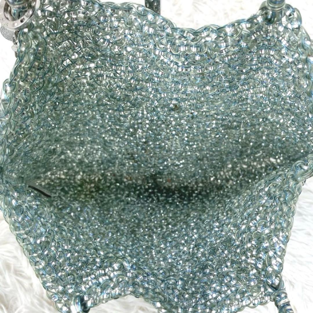 フラワー アンテプリマ スクエア ブルーシルバー ワイヤーバッグ チャーム