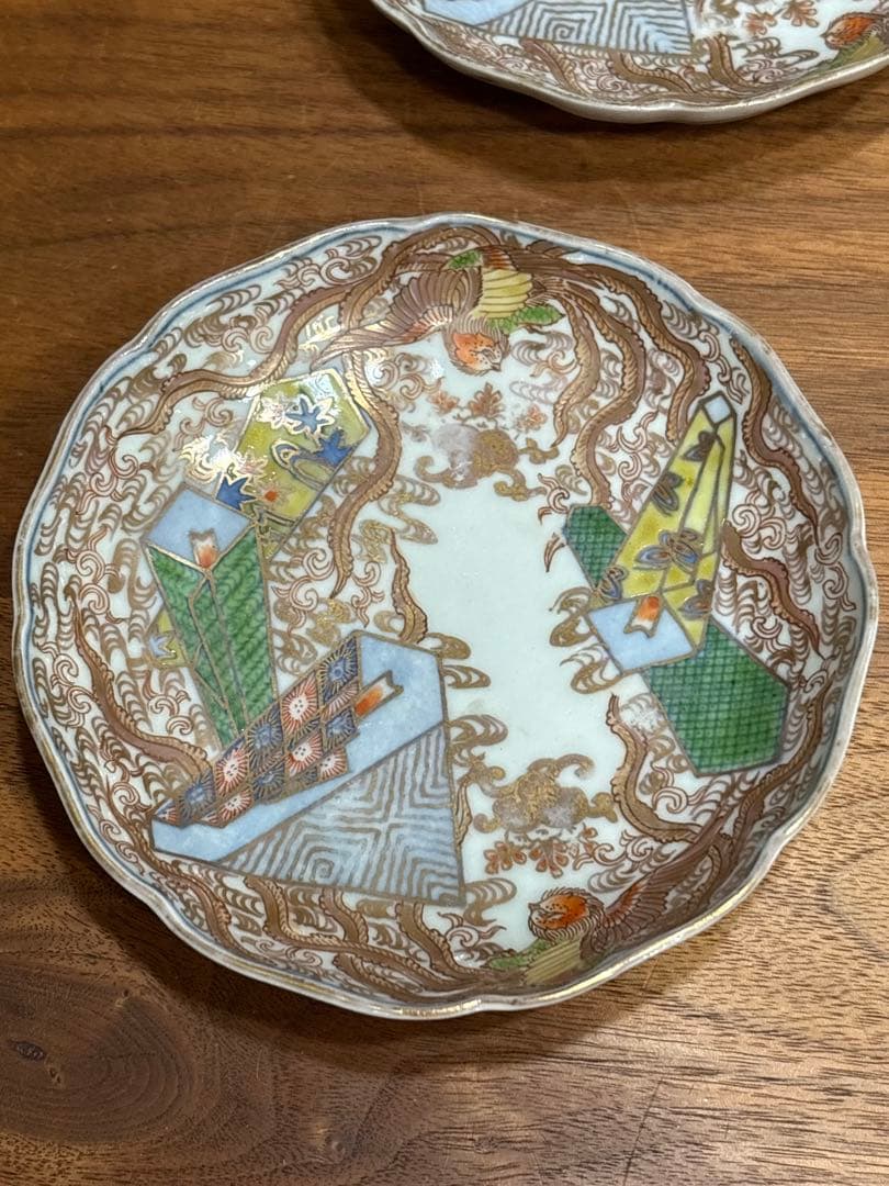 江戸時代　古伊万里焼　金彩　鳳凰　５枚皿