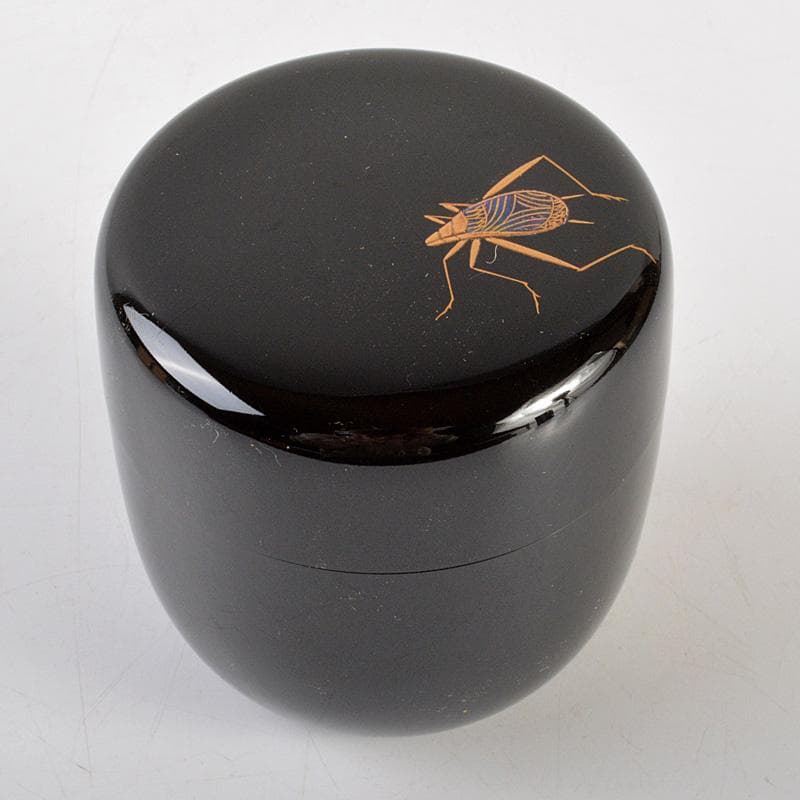 茶道具　啓雲作　螺鈿装飾　虫蒔絵　中棗　共箱　V　6640