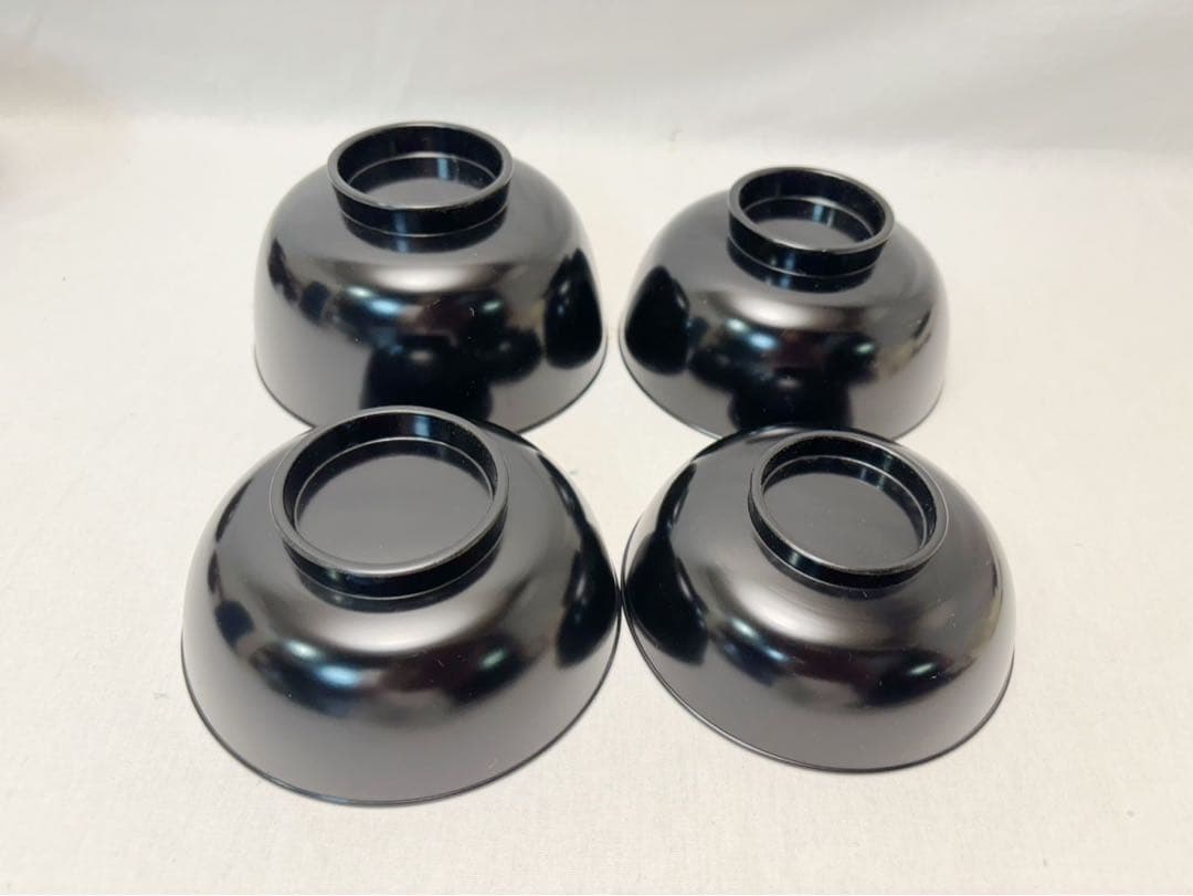 ほぼ未使用 懐石道具 四つ碗 応量器 2客セット 黒塗 小丸椀 元箱