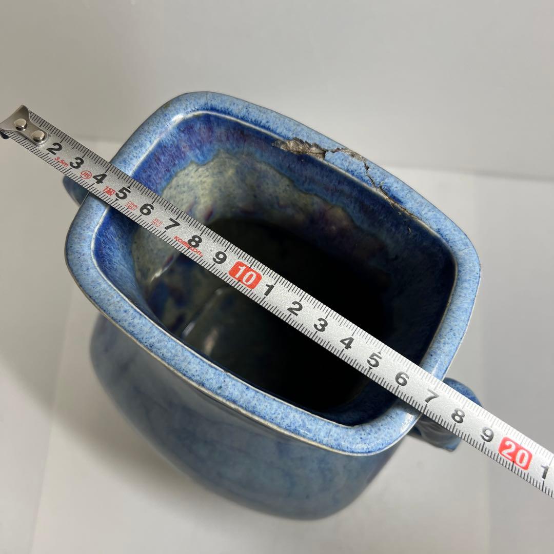 中国清時代 均窯鳥耳花瓶 高さ約30.5㎝ 東Y7-1208