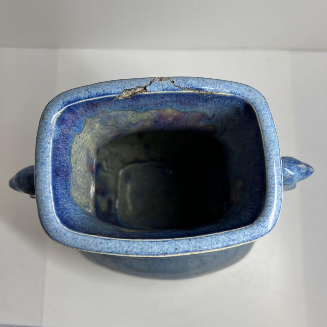 中国清時代 均窯鳥耳花瓶 高さ約30.5㎝ 東Y7-1208