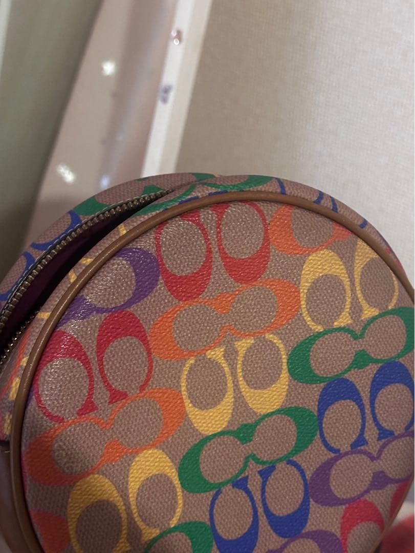 COACH 円形ショルダーバッグ マルチカラー