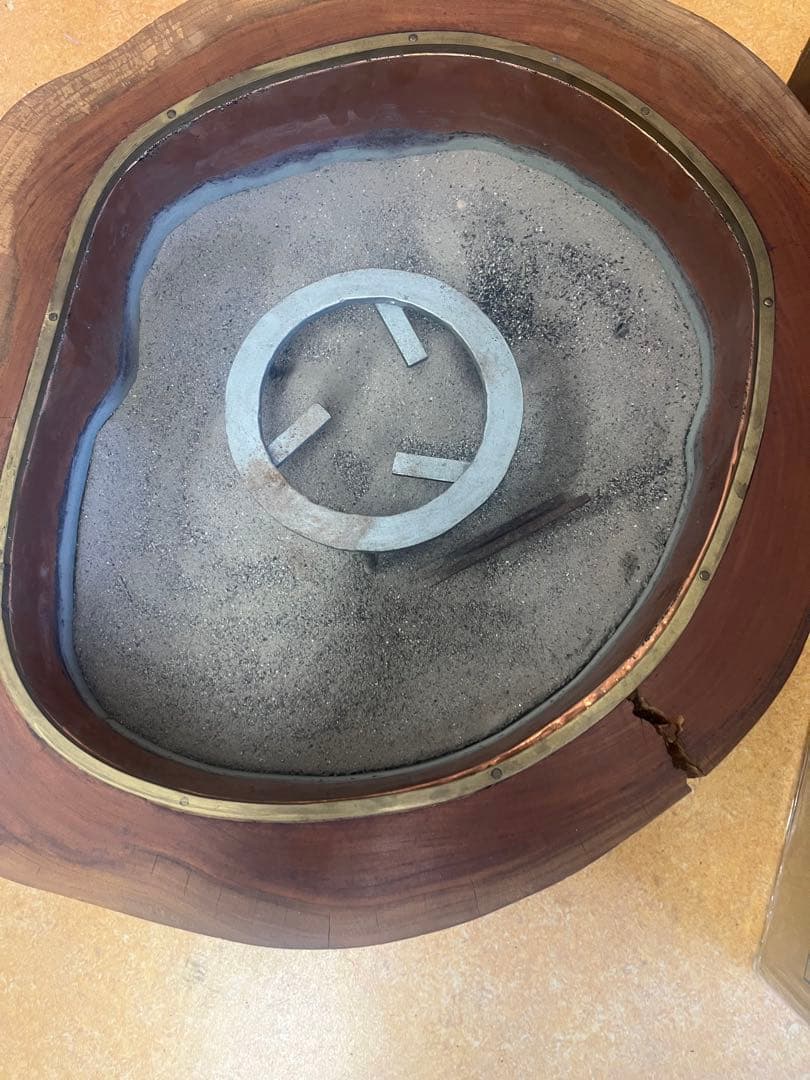 アンティーク 大型 火鉢 昭和レトロ 丸太 くりぬき火鉢 欅 ケヤキ 灰付き